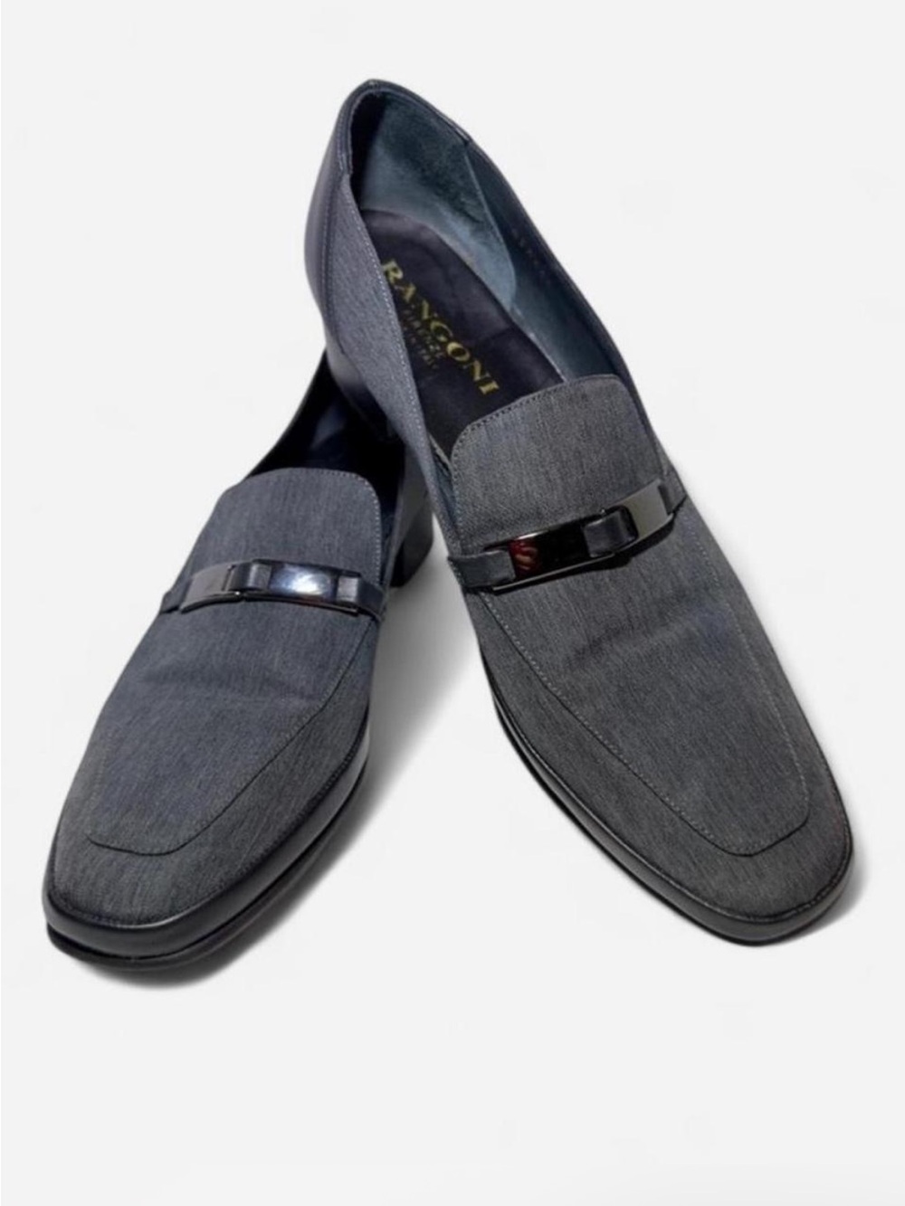 Rangoni Italian Gray Loafers Women’s 8.5 AAAA 4A Super Narrow Metal Accent